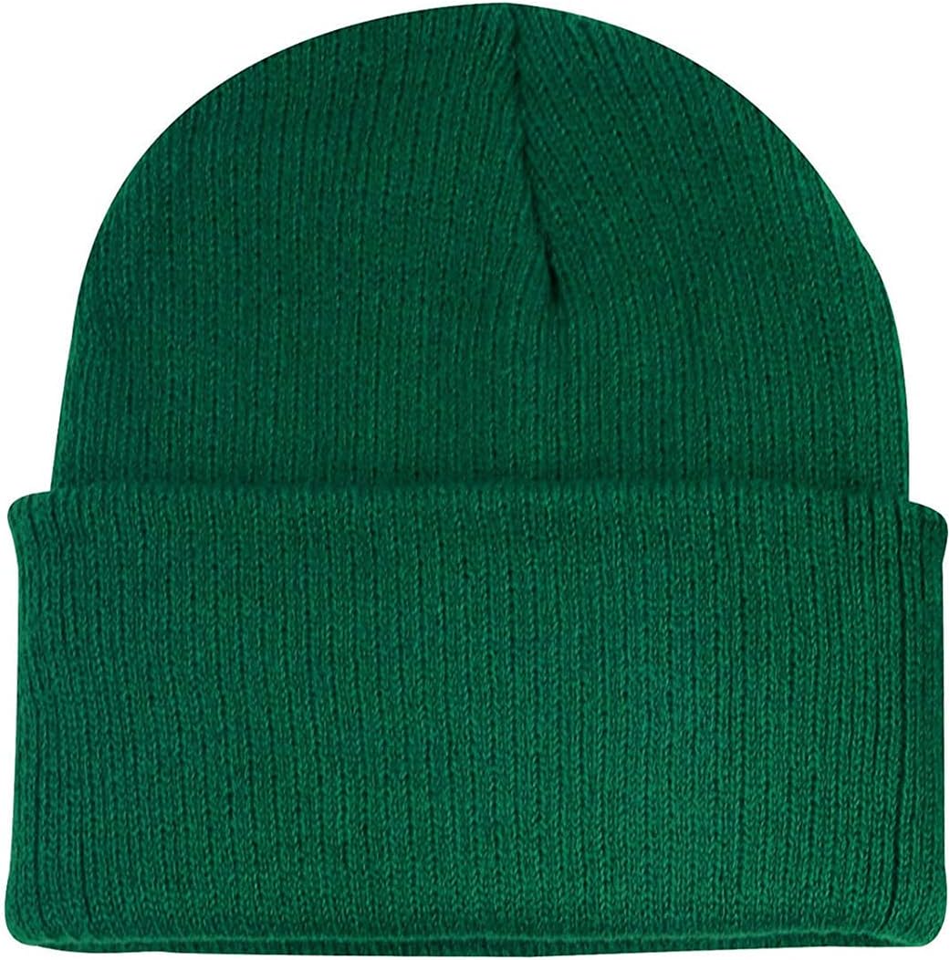 Kid's Winter Knit Beanie Hats Boys Girls Soft Cozy Baggy Slouchy Beanie Toddlers Youth Hip-hop Skull Cap One Size 1 Pack Dark Green