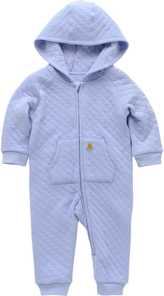 Kid's CM9758 Long-Sleeve Quilted Jersey Zip Front Hooded Coverall - Gi 9 Months Pale Iris