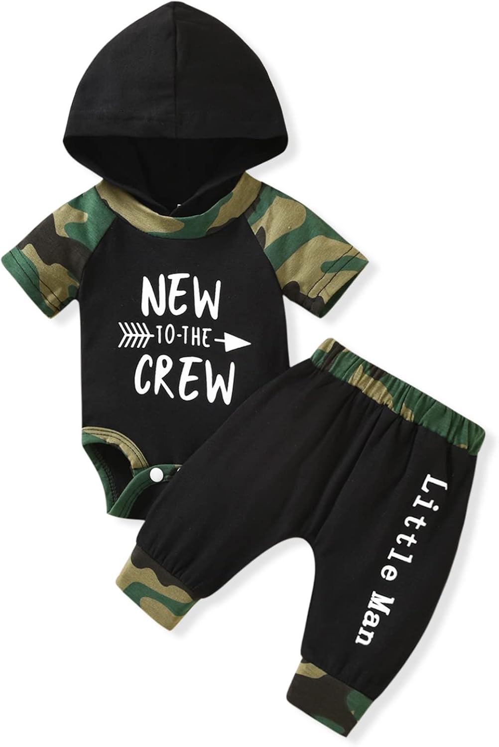 Preemie Newborn Infant Baby Boys Clothes Bodysuit Hooded Romper Pants Set Spring Hoodie Outfit Newborn Black