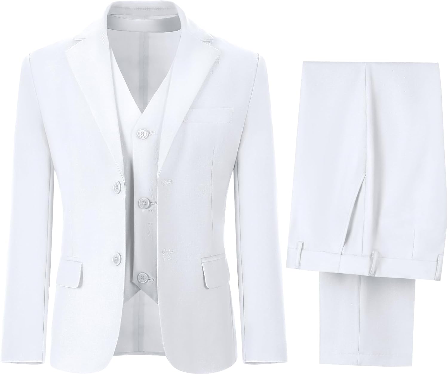 Boys' Suits Formal Tuxedo Slim Fit Boys Suit Set for Wedding Outfit Teen Boy Dress Clothes 7 White 3 Piece