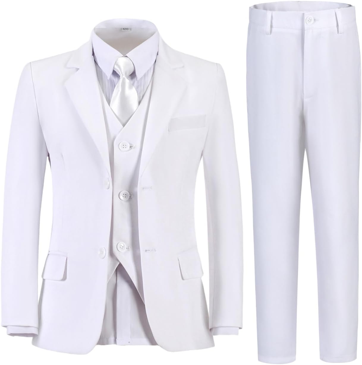 Boys Suit for Kids Teens Formal 5 Piece Tuxedo Suit Set 6 Years White