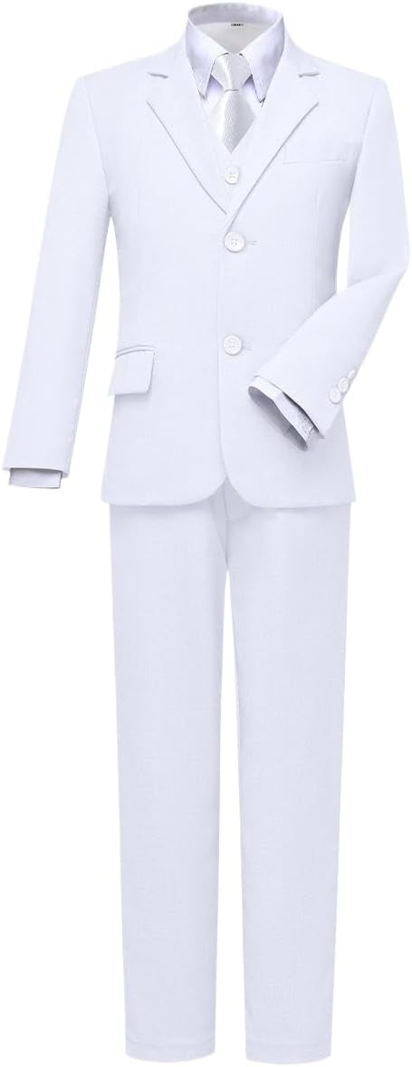 Boys Suits Slim Fit Dress Clothes Ring Bearer Outfit 10 Years White