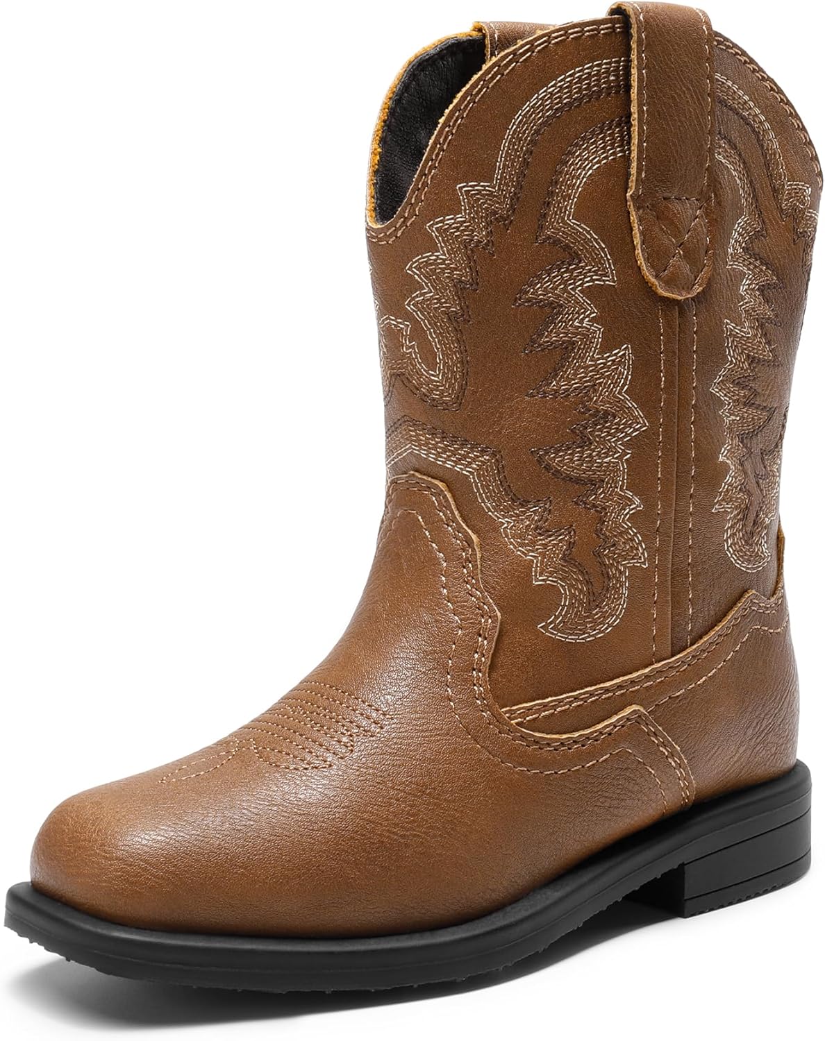 Toddler Little Boys Girls Cowboy Boots Kids Western Square Toe Riding Mid Calf Boots 7 Toddler Brown