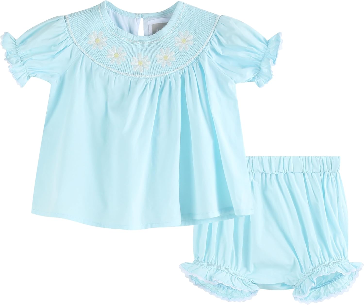 Baby Girls and Toddler Applique Top and Bloomer 2pc - Set 3-6 Months Blue Daisy