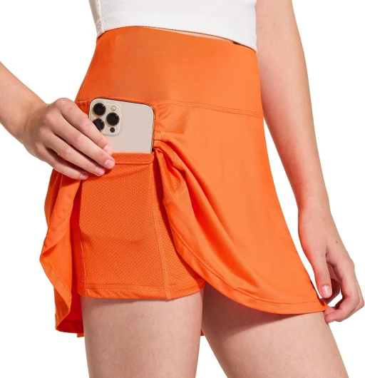 Girl's Golf Skirt Adjustable Waist Active Tennis Skort UPF50+ Orange Medium