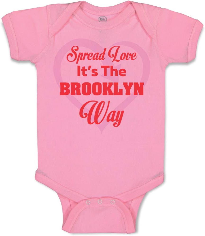 Cute Rascals Custom Baby Bodysuit Spread Love It's The Brooklyn Way Boy & Girl Baby Clothes Cotton Soft Pink Design Only Newborn
