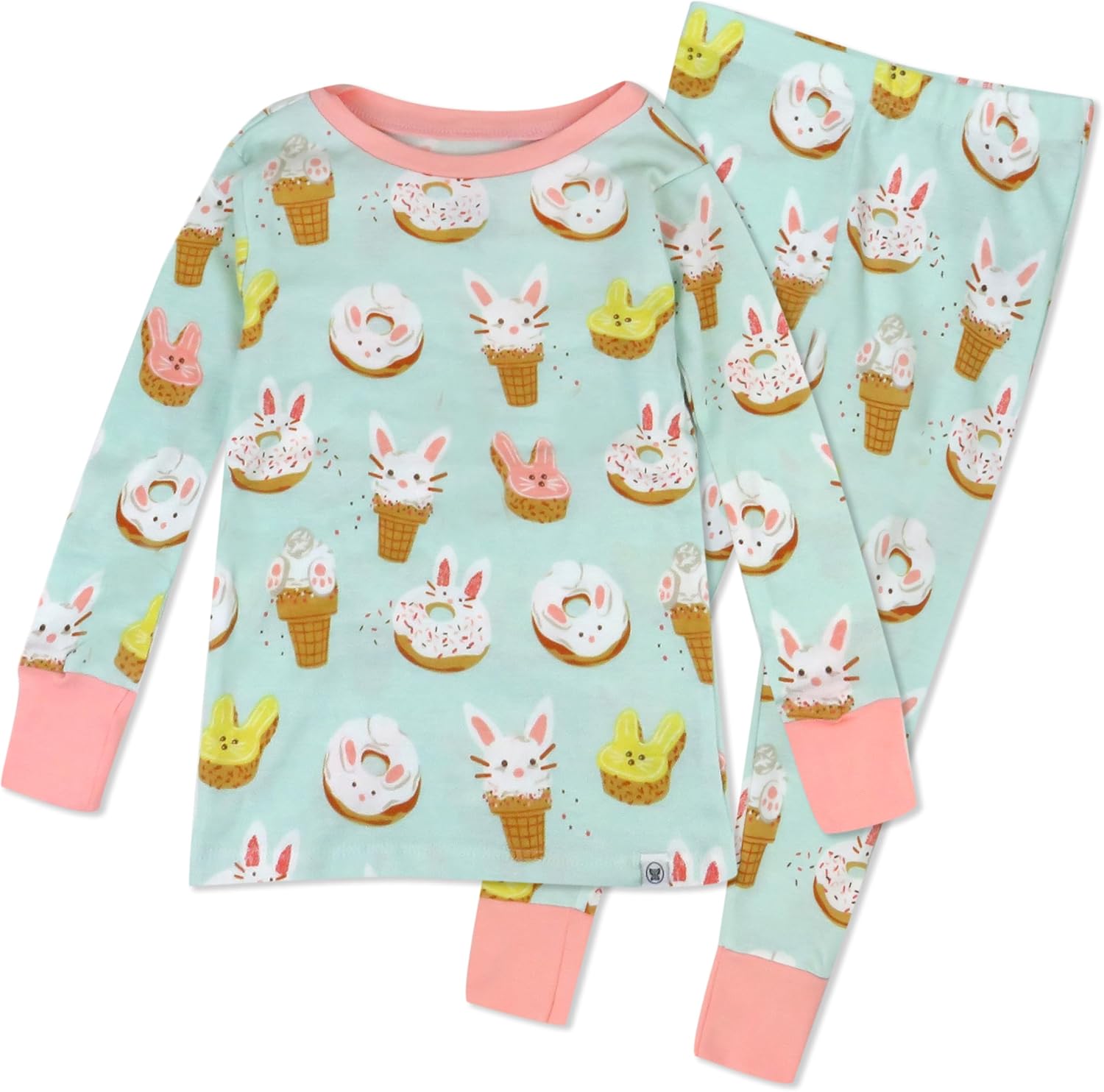 Celebration 2-Piece Pajamas Sleepwear Pjs 100% Organic Cotton for Baby, Toddler, Kids 3T Bakery Bunnies
