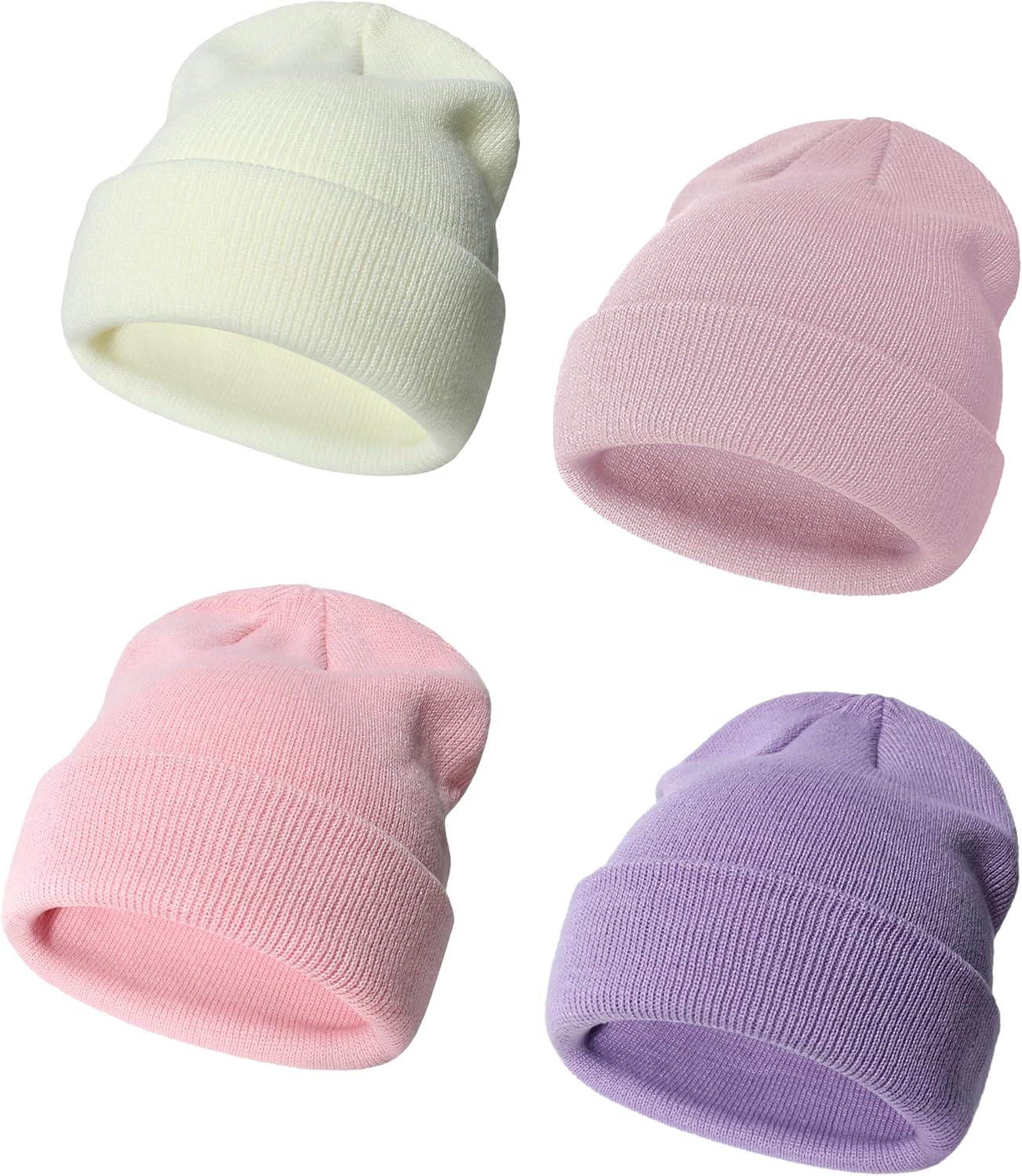 Baby Beanie Hat Newborn Winter Warm Knit Hat Kids Soft Beanie Cap Boys Girls Winter Warm Knit Hat White/Pink/Purple/Dustypink 2-6 Years