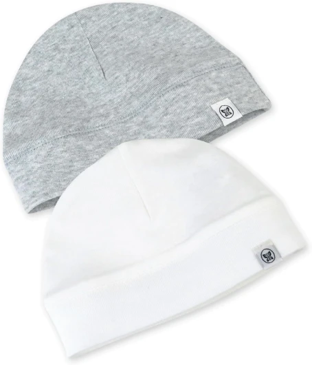 Multipack Caps Newborn Hats 100% Organic Cotton for Infant Baby Boys, Girls, Unisex One Size 2-pack Fog