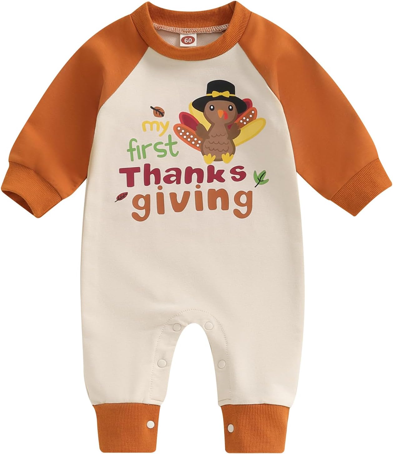 My First Thanksgiving Baby Boy Girl Outfit Little Turkey Jumpsuit Romper Onesie Newborn Thanksgiving Clothes 6-12 Months Brown