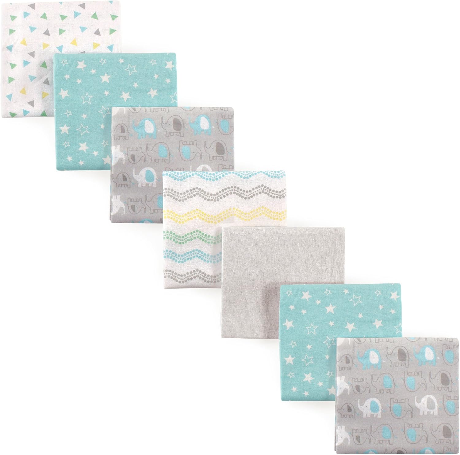 Unisex Baby Cotton Flannel Receiving Blankets, Basic Elephant 7-Pack, One Size One Size Basic Elephant 7-pack