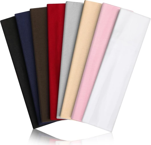 8PCS Summer-Exclusive Non Slip Sports Elastic Soft Running Fashion Headbands Absorb Sweat for Women & Men Working Out, Travel Black, Navy , Light Gray, Brown, Red, Pink, Flesh and White