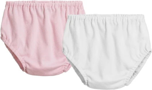 Baby Girls Boys Diaper Covers Bloomers Cotton Soft Comfortable Durable Made in USA 2-Pack Pink/White 2T