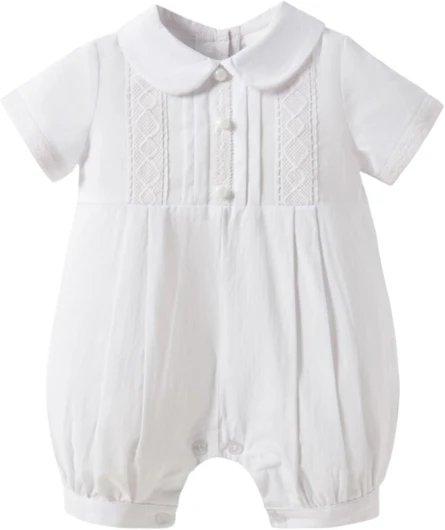Baptism Outfits for Boys White Romper Newborn Photography Outfits Christening Gifts Baby Boy Bowtie Romper Clothes 9-12 Months White-4042