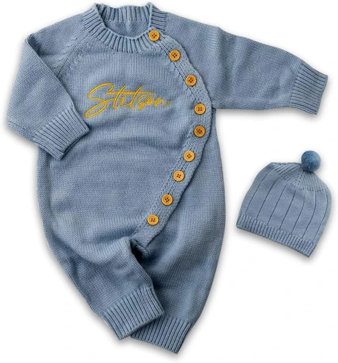 Personalized Embroidery Baby Romper Set - 100% Cotton Newborn Outfit (0-1 Month) - 12 Color Options, Soft & Gift-Ready