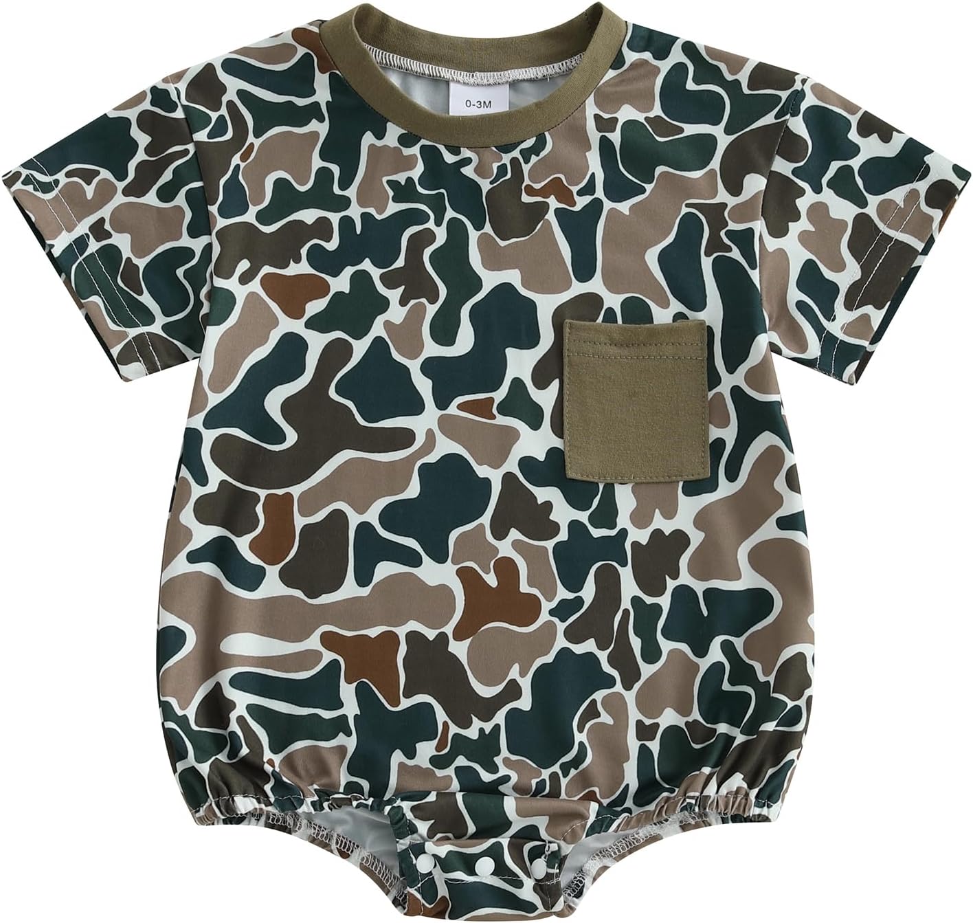 Baby Boy Clothes Summer Baby Boy Bubble Romper Short Sleeve Jumpsuit One Piece Outfit Newborn Infant Clothing Camo Green 0-3 Months