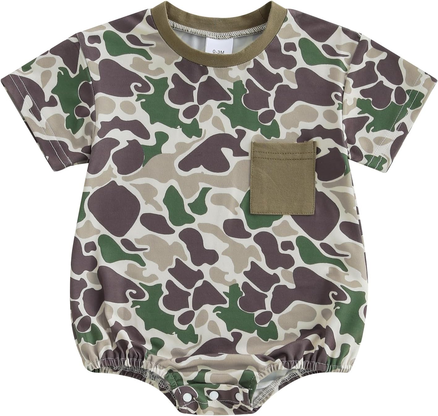 Newborn Infant Baby Boy Summer Romper Outfit Camouflage Short Sleeve Bodysuit Jumpsuit Clothes Army Green 12-18 Months