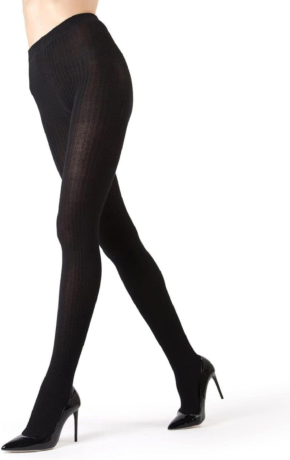 Boston Ribbed Cotton Tights for Women, Cozy and Warm Durable Sweater Tights - Sizes Small to Queen 2 Large-X-Large Black