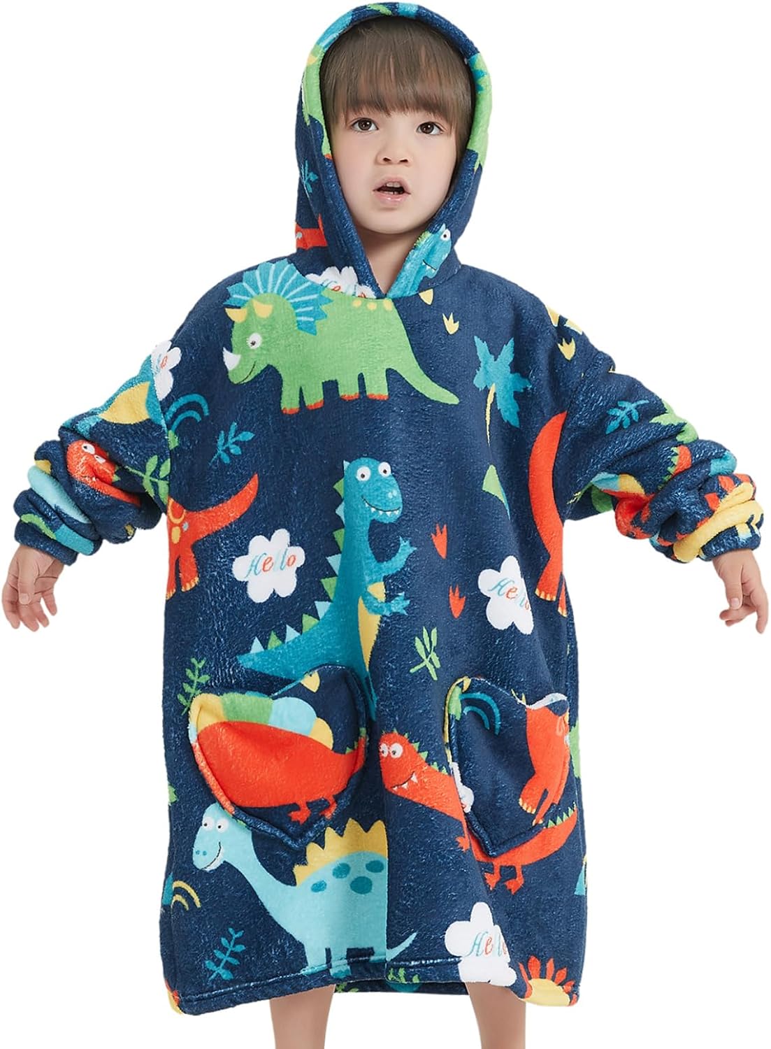 Dinosaur Blanket Hoodies for Kids Toddler 2-6YR Oversize Wearable Blanket Hoodies for Boys Girls Dino Kids 2-6YR