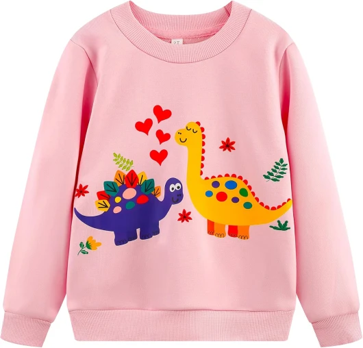 Toddler Girls Sweatshirts Casual Long Sleeve Top Pullover Crewneck Sweater Little Kids Winter Shirts Clothes 2-7T 5T A-dinosaur