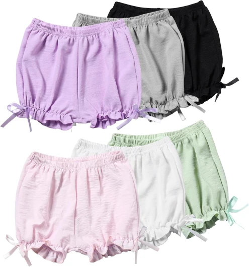 6 Pack Toddler Biker Shorts Lolita Bloomers Maid Ruffle Pumpkin Pants Kids Lantern Shorts 11-12 Years Multicolor