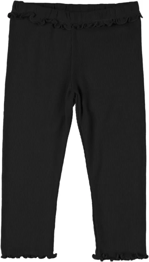 Baby Girls' and Toddler Ribbed Ruffle Pants Fall Pull on Elastic Waist Bottoms Outfits Black 6-9 Months