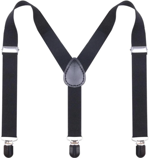 Suspenders for Boy and Girl Adjustable Elastic with Strong Metal Clips Suitable for Kids Toddler Baby Black
