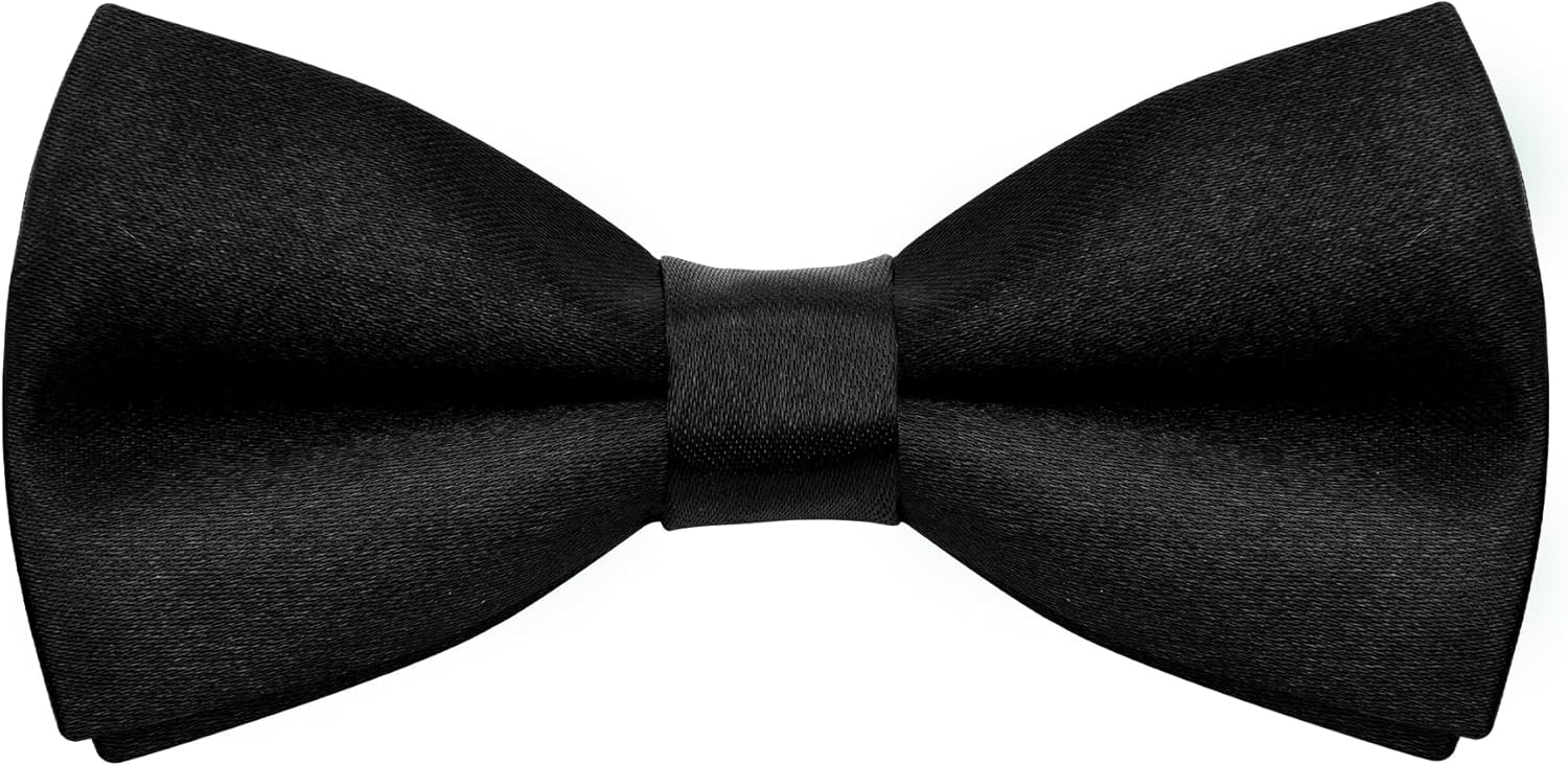 Kids Bow Tie Classic Solid Color Satin Bow Tie Adjustable Neck Bowtie for Kids Wedding Party kids Black