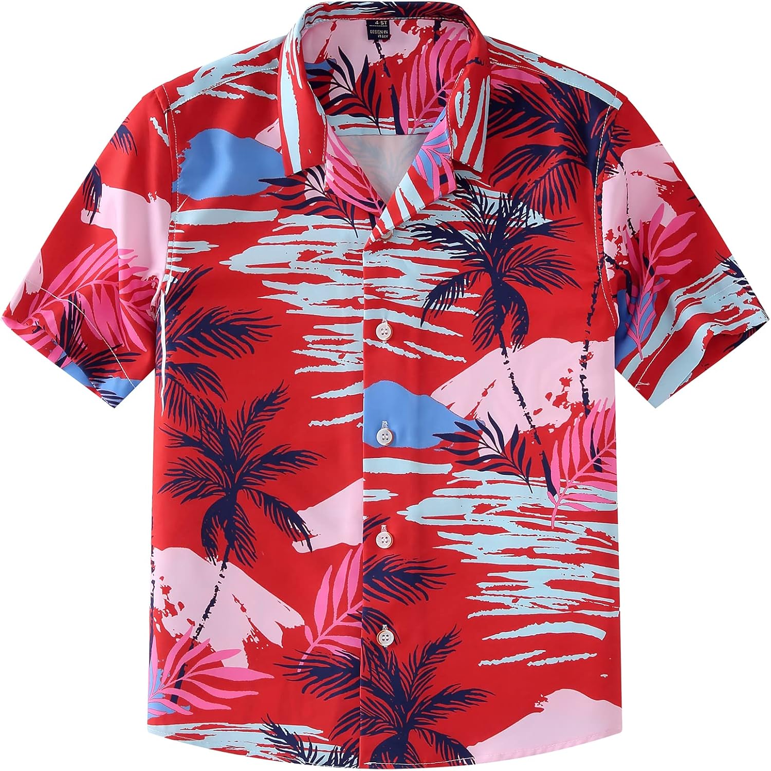 Boys Hawaiian Shirts Short Sleeve Cotton Summer Beach Button Down Casual Aloha Luau Shirts for Kids Tcs28 8-9 Years