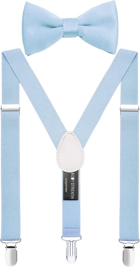 Boys' Men's Suspenders and Bow Tie Set Elastic Adjustable 40" (about 8-15 years old) Blue