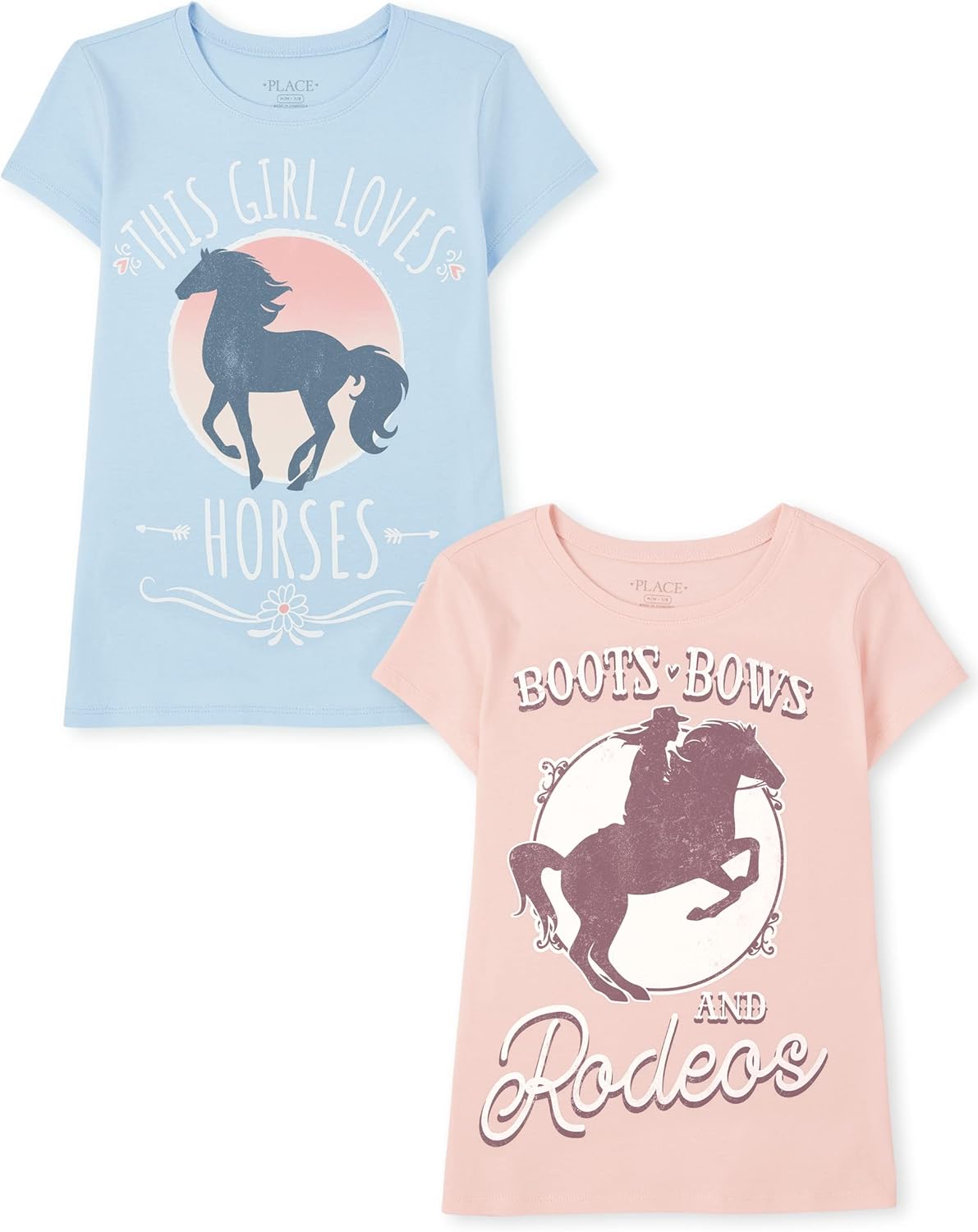 The Children's Place Girls' Animal Short Sleeve Graphic T-Shirts, Multipack Medium This Girl Loves Horses 2-pack 2