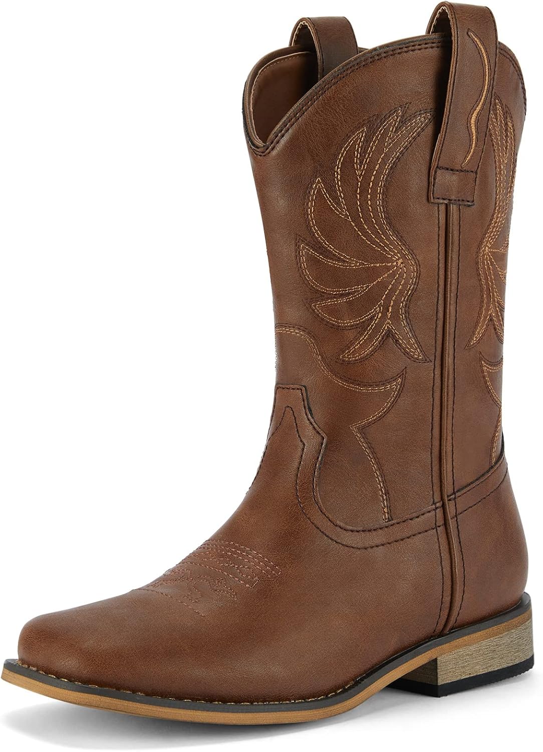 Kids Cowboy Boots for Boys Girls Western Square Toe Cowgirl Boots with Walking Heel (Toddler/Little Kid/Big Kid) 5 Big Kid Dark Brown