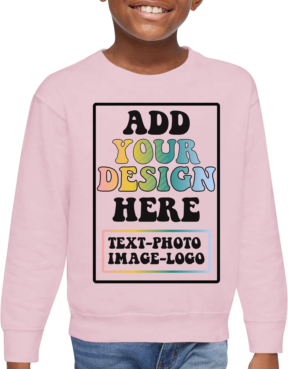 Personalized Sweatshirt for Girls Boys Toddler Add Your Design Photo Text Two-Side Sweatshirt 2-7 Years Old 5-6 Years Pink