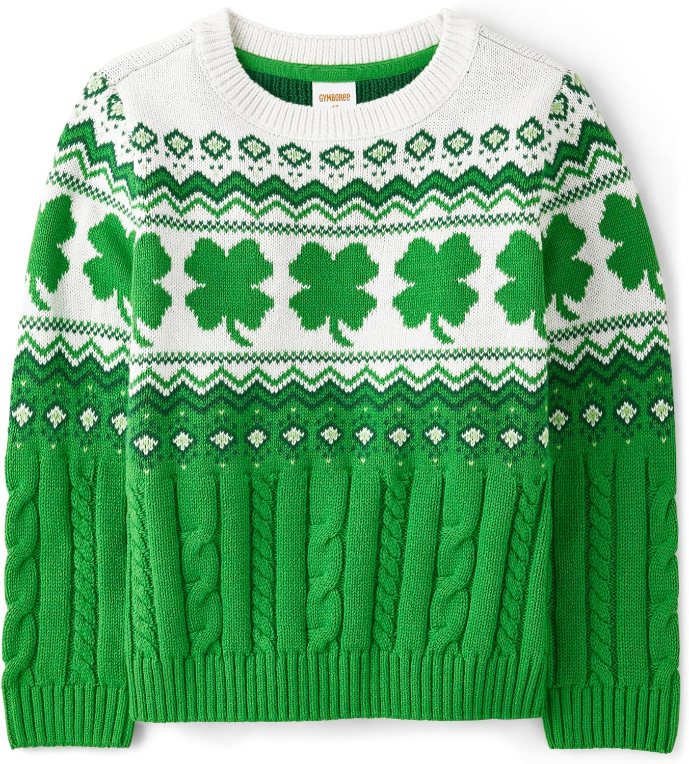 Boys' and Toddler Long Sleeve Crew Neck Pullover Sweater 3T Shamrock Fairisle