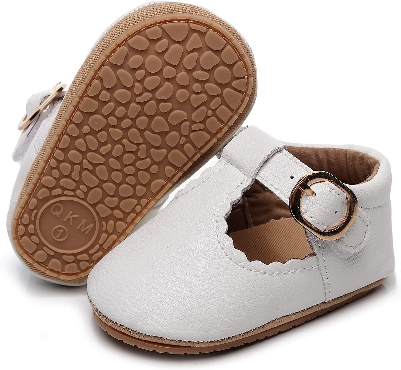 Infant Baby Girls Mary Jane Flats Non Slip for Toddler First Walkers Soft Sole PU Leather Crib Shoes Sneaker Wedding Party Christmas Princess Dress Shoes Baby Moccasins Girls 6-12 Months Toddler Dnhh-815-white2