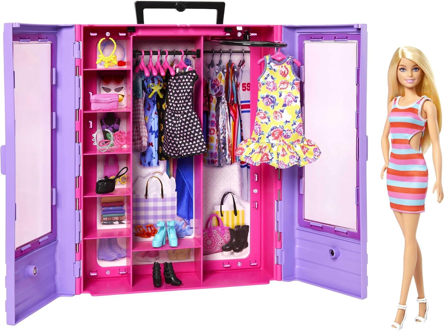 Doll & Playset, Fashionistas Ultimate Closet with Clothes (3 Outfits) & Fashion Accessories Including 6 Hangers Closet + Doll