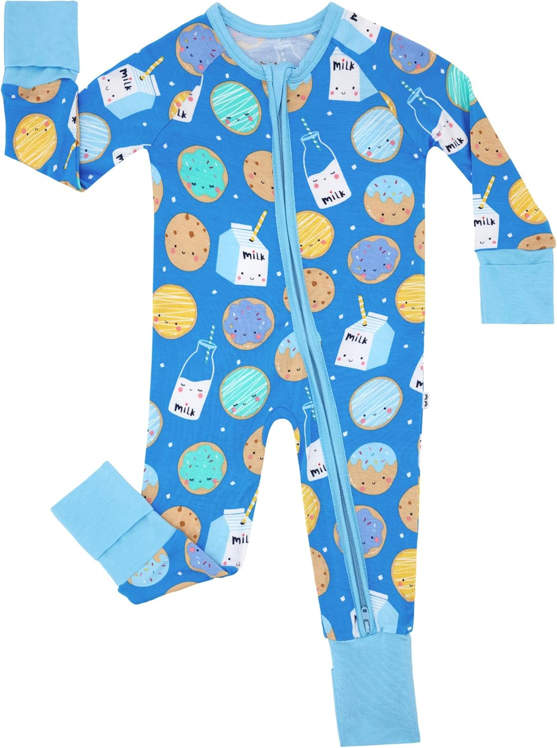 Pajamas for Baby Boys & Girls, Viscose from Bamboo Baby Pajamas, Preemie & Newborn Sleepers, 2-Way Zipper PJs 12-18 Months Blue Cookies & Milk