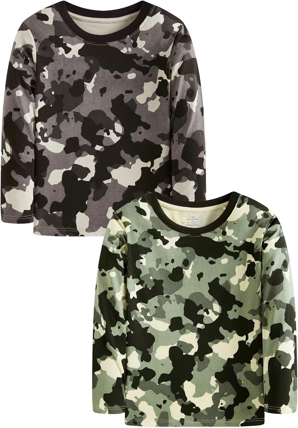 Kids' Long Sleeve Crewneck Boys Tee T-Shirt Camouflage 10-11 Years