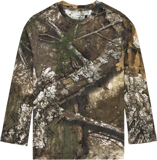 Realtree and Mossy Oak Authentic Youth Camouflage Pattern Long Sleeves Crewneck Tee Shirts for Kids Small Realtree Apx Cotton Blend