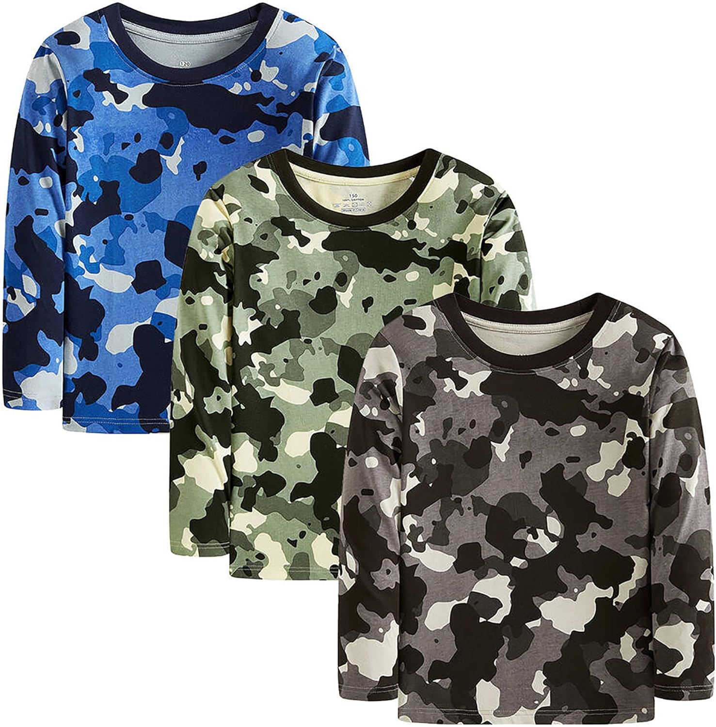 Boys Girls Long Sleeve Shirts Cotton Casual Crewneck Printed Kids T-Shirts