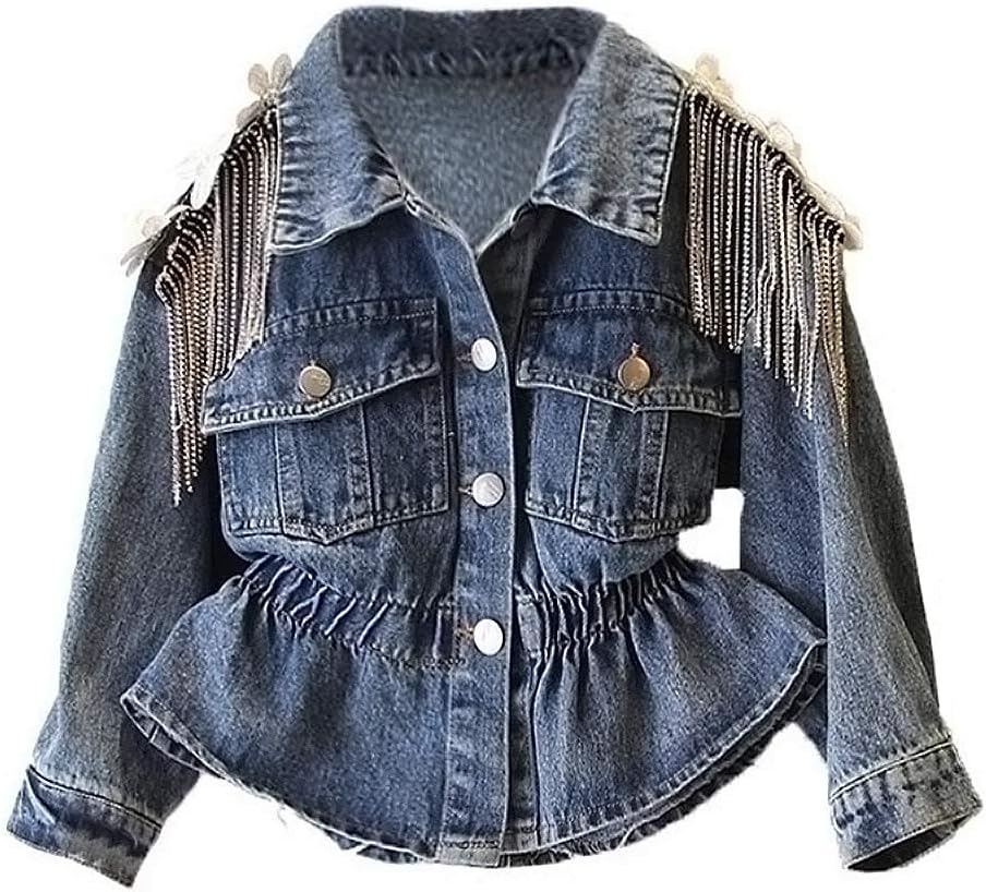 Unicorn Jean Jacket for Girls Kids & Toddler with Sparkly Sleeve, Girls' Spring Outfit Denim Jackets Outerwear 3T Blue