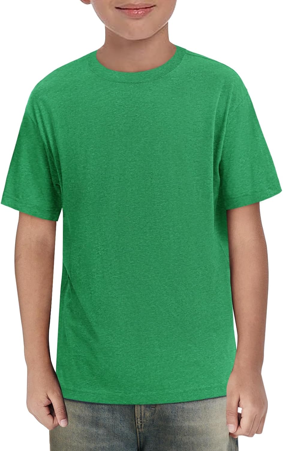 Boys Short Sleeve Shirts Kids Summer Crewneck T-Shirts Casual Tops Tees 5-14 Years Green 5-6 Years