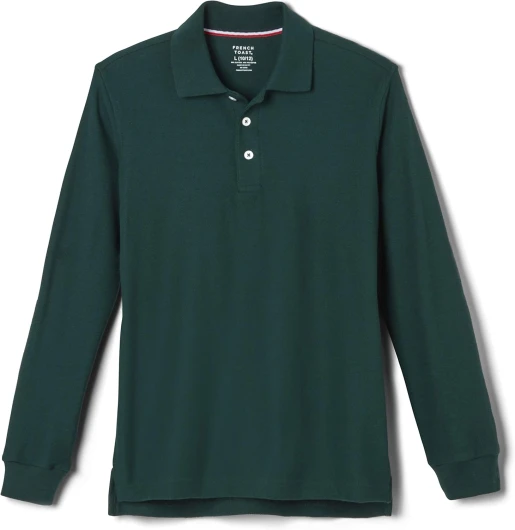 Pique Polo School Uniform Shirt with Long Sleeves for Boys and Girls 6-7 Hunter Green