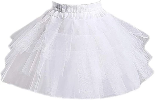 Kids White Mini 3 Layers Wedding Flower Girl Petticoat/Underskirt/Crinoline Slips Medium White
