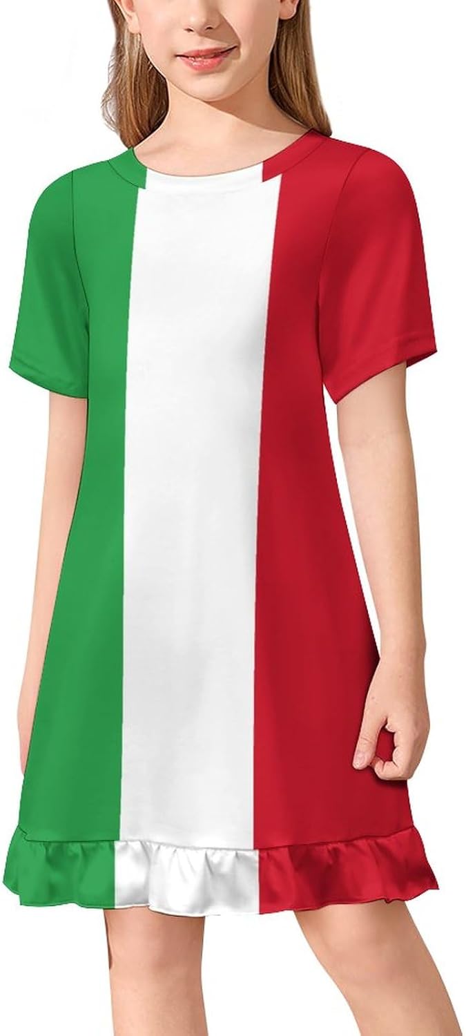 Netherlands Flag Girl's Dress Summer Crew Neck Children's T-Shirt Tops Casual Wear 150CM Style-15