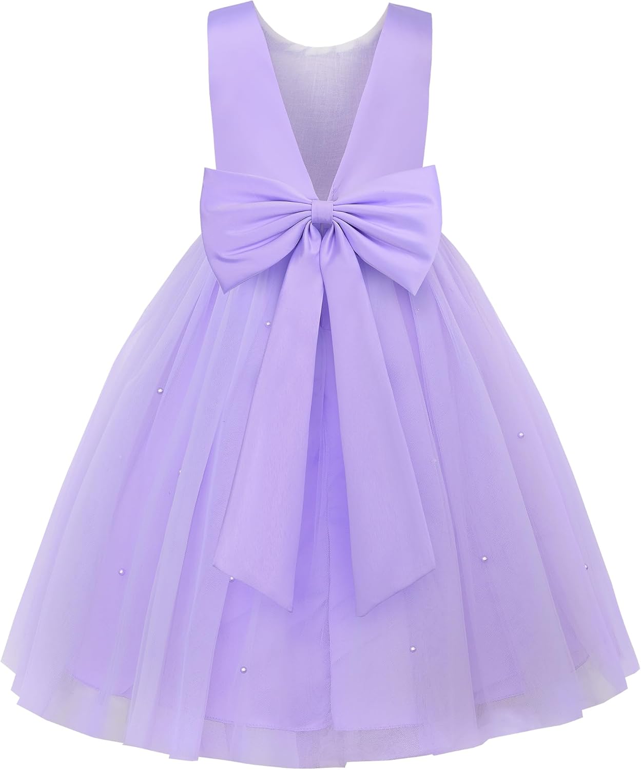 Flower Girls Dress Wedding Satin Dresses Princess Birthday Party Prom Ball Gown 4-5T Purple