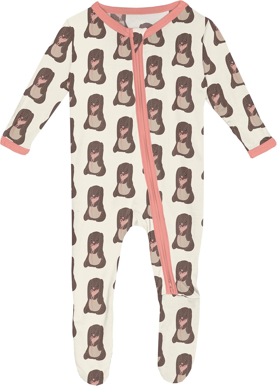 KicKee Baby & Toddler Zipper Footie – Ultra-Soft Viscose from Bamboo Pajamas with Flip Paws & Grips 0-3 Months Natural Velveteen Rabbit