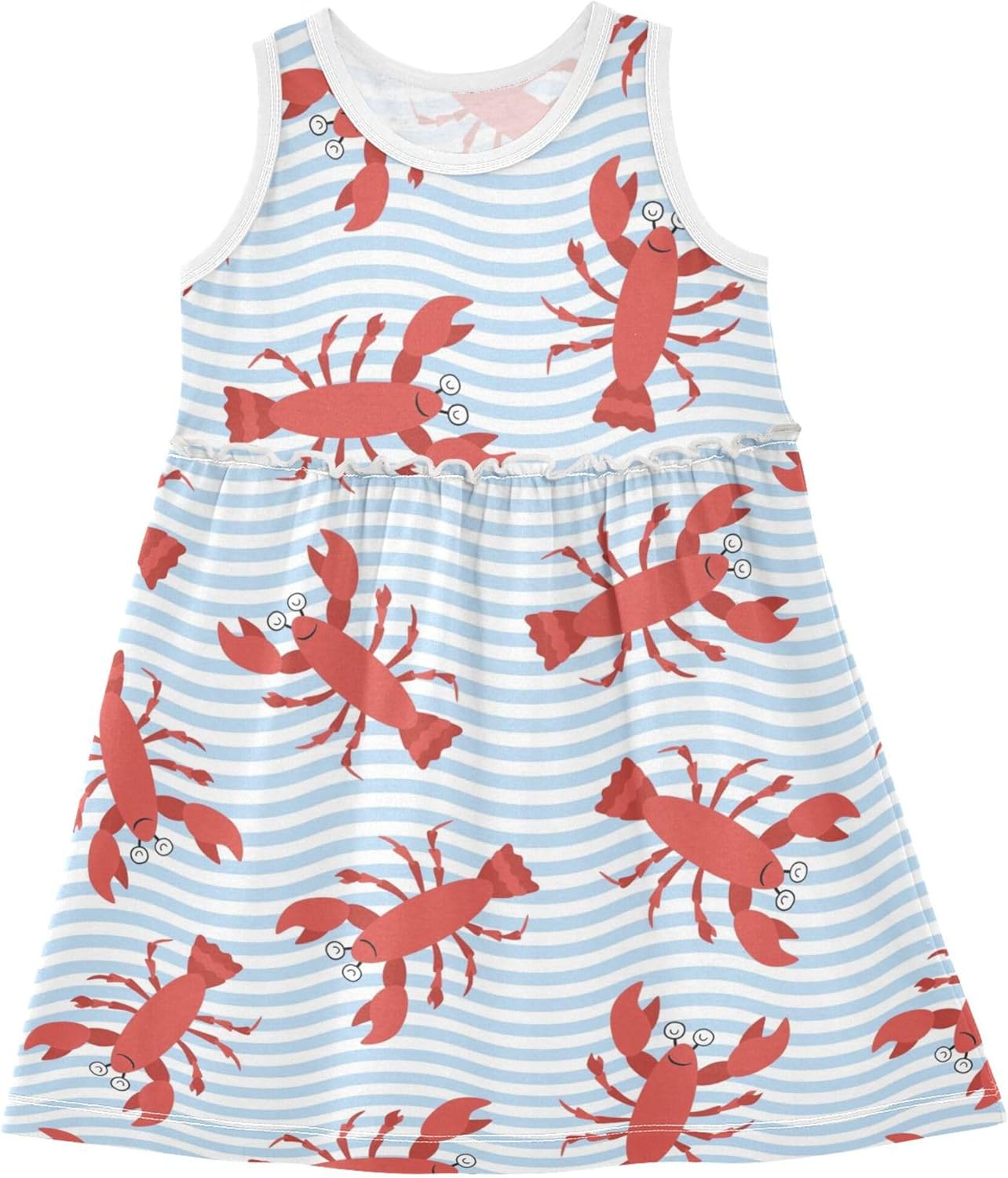 Summer Girl Dress Sleeveless Dresses Baby Toddler Girl Outfits Girls Clothes Multicolor-blue 6 Years