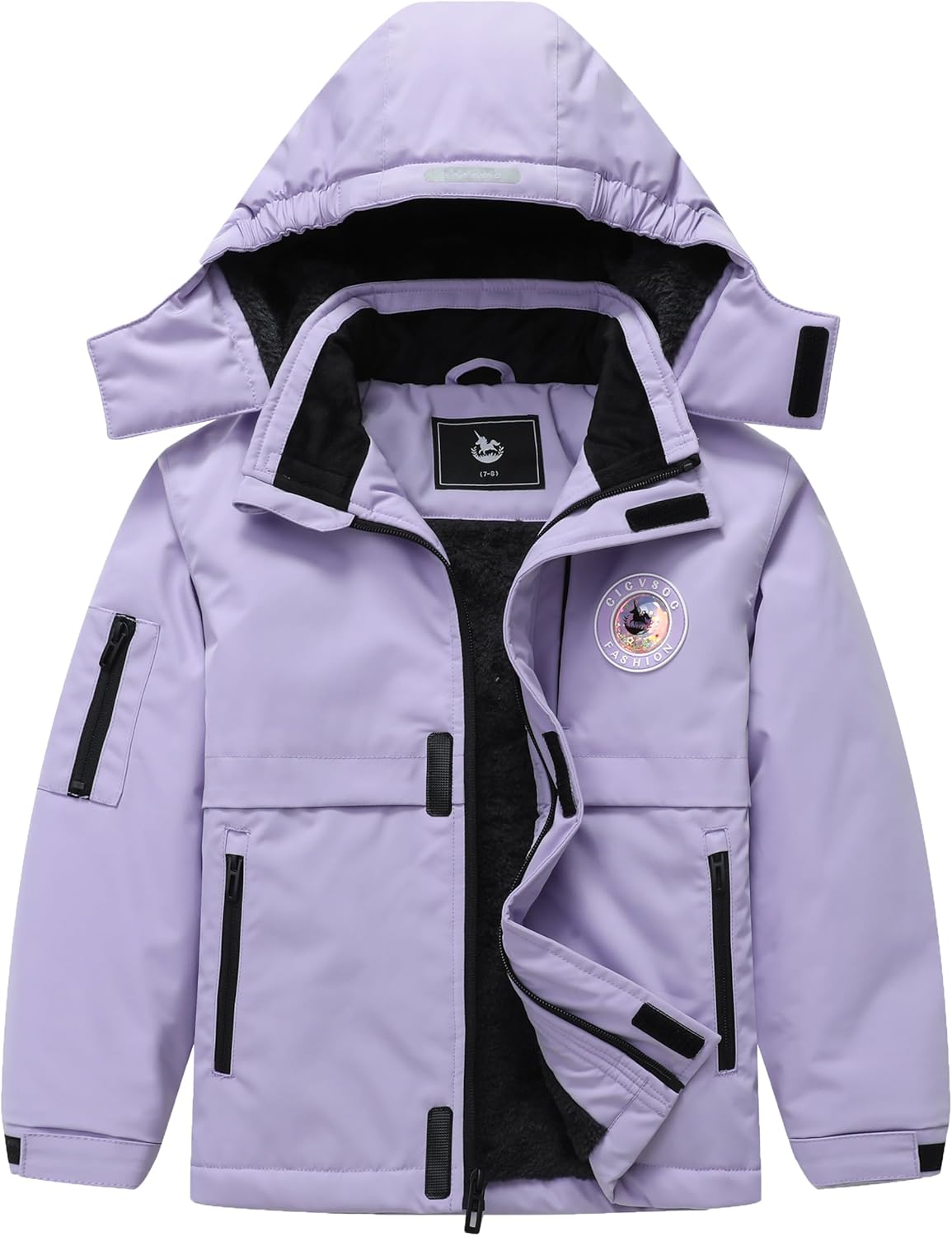 Girl's Ski Jacket Winter Outdoor Warm Snow Coat Kid's Snowboarding Windproof Jacket with Hood Purple05 11-12