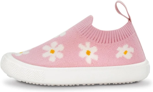 JAN & JUL Machine Washable Knit Shoes - Breathable Light-Weight Sneakers (Baby/Toddler/Little Kid) 10 Little Kid Graphic Knit Shoes: Pink Daisy